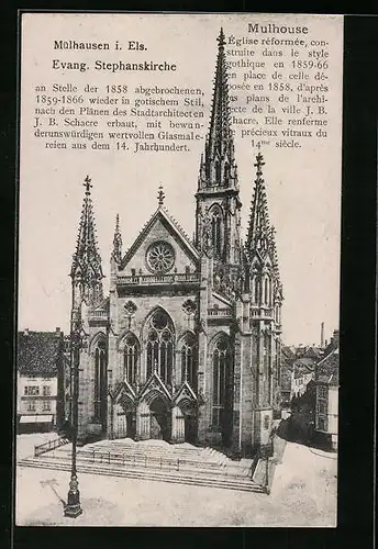 AK Mülhausen i. Els., Evang. Stephanskirche