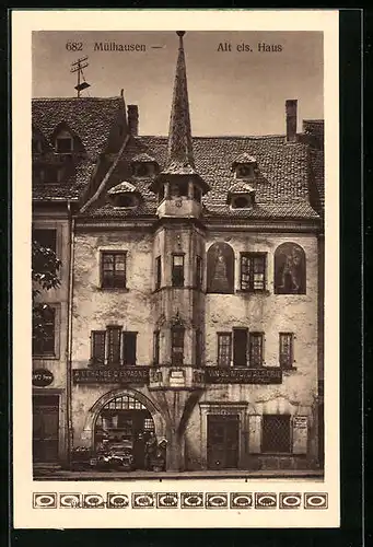 AK Mülhausen, altes elsässisches Haus