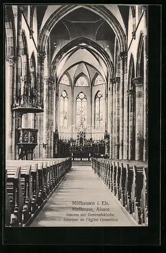 AK Mulhouse, Alsace, Interieur de l'Église Geneviève