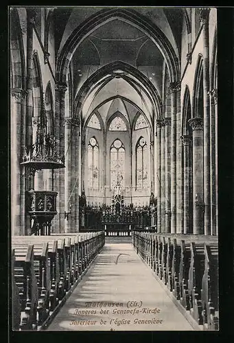 AK Mulhouse, Alsace, Interieur de l'Église Geneviève