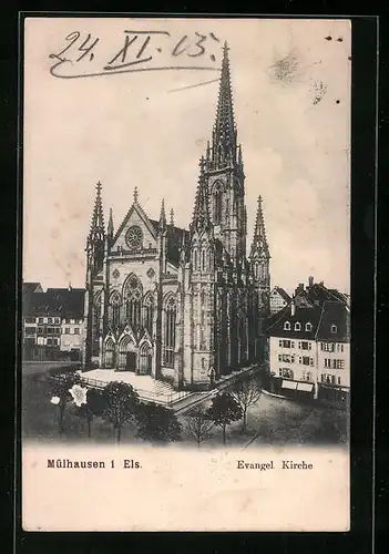 AK Mülhausen i. Els., Evangel. Kirche