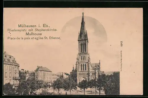 AK Mulhouse, Place de la paix et eglise St. Etienne