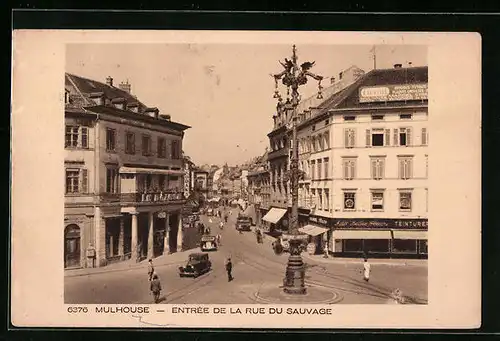 AK Mulhouse, Entrée de la Rue du Sauvage