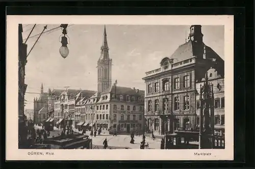 AK Düren /Rhld., Marktplatz mit Restaurant Zum Ratskeller