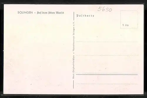 AK Solingen, Auf dem Alten Markt mit Geschäften und Denkmal