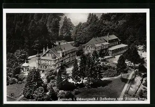 AK Herrenalb i. Schwarzwald, Hotel Falkenburg, Fliegeraufnahme