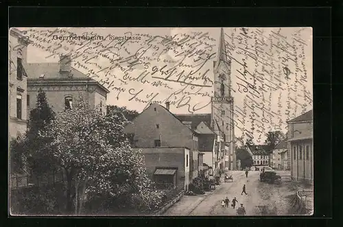 AK Germersheim, Ringstrasse mit Kirche