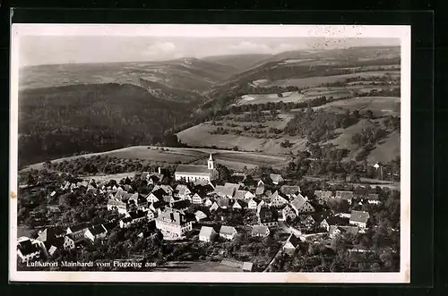 AK Mainhardt, Teilansicht mit Kirche, Fliegeraufnahme