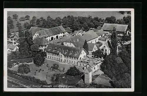 AK Hilzingen, Kinderheim und Gutshof Storzeln, Fliegeraufnahme