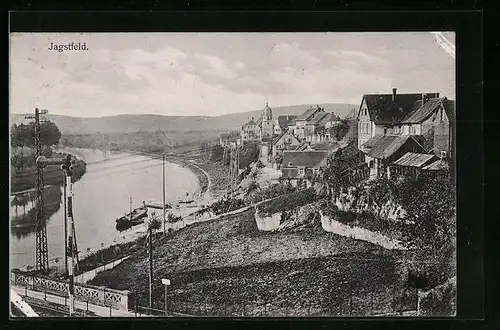 AK Jagstfeld, Uferpartie mit Booten