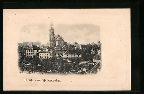 AK Neckarsulm, Ortspartie mit Kirche