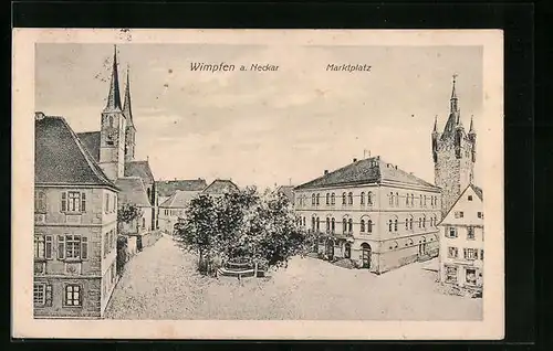 AK Wimpfen a. Neckar, Marktplatz mit Kirche