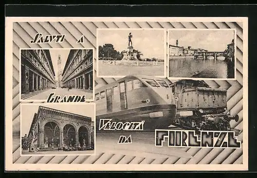 AK Firenze, Denkmal, Brücke, Eisenbahn