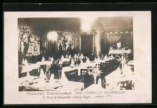 AK Paris, Paris, Restaurant Tchécoslovaque chez Camille Desmoulin, Palais Royal, 5, Rue de Beaujolais
