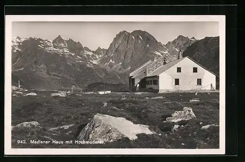 AK Berghütte Madlener Haus mit Hochmaderer