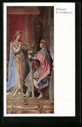 Künstler-AK sign. W. Hauschild: Szene aus Lohengrin, Nr. 4482, Serie 258