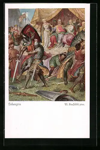 Künstler-AK sign. W. Hauschild: Szene aus Lohengrin, Nr. 4483, Serie 258
