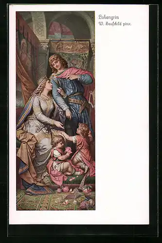 Künstler-AK sign. W. Hauschild: Szene aus Lohengrin, Nr. 4484, Serie 258