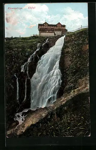 AK Elbfall mit Baude im Riesengebirge