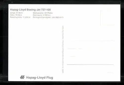 AK Flugzeug Boeing-Jet 727-100 von Hapag-Lloyd im Flug