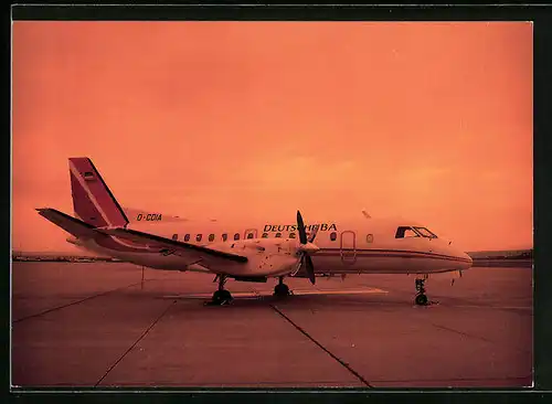 AK Flugzeug Saab 340 der Deutsche BA am Boden vom Flugplatz