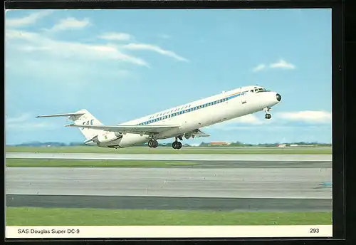 AK Flugzeug Douglas Super DC-9 von Scandinavian Airlines (SAS) beim Start