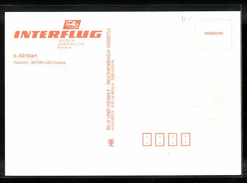AK Flugzeug IL-62 der Interflug beim Start