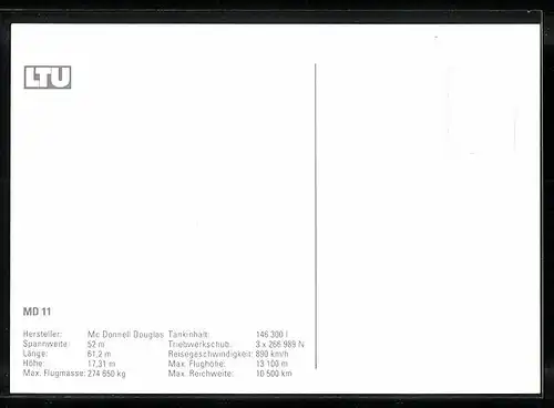 AK Flugzeug Mc Donnell Douglas MD-11 von LTU in der Luft
