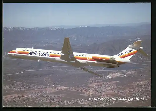 AK Flugzeug McDonnell Douglas MD-83 von Aero Lloyd im Flug