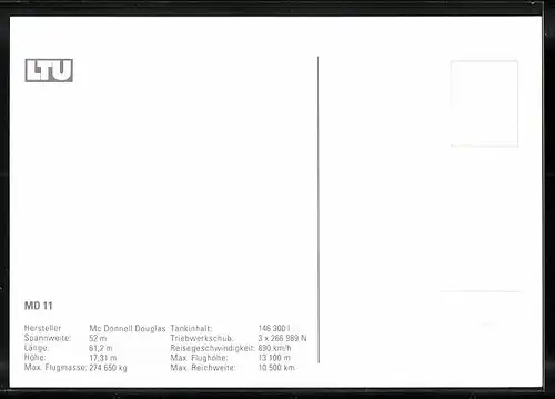 AK Flugzeug Mc Donnell Douglas MD 11 von LTU über den Wolken