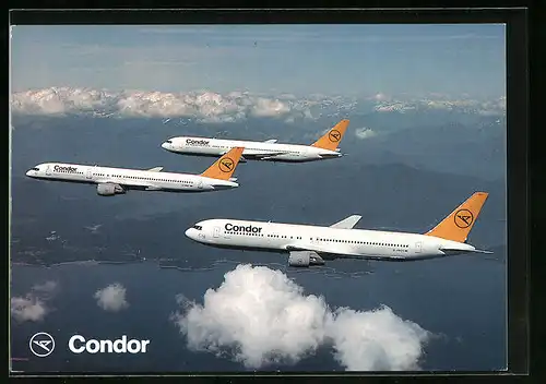 AK Flugzeuge Boeing 767 und Boeing B 757 von Condor am Himmel