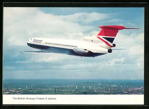 AK Flugzeug Trident 3 Jetliner der British Airways nach dem Start