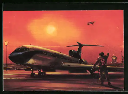 AK Flugzeug TU-154 von Malev am Boden