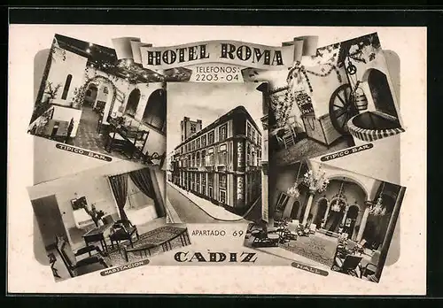 AK Cadiz, Hotel Roma, Tipico Bar, Hall, Habitacion