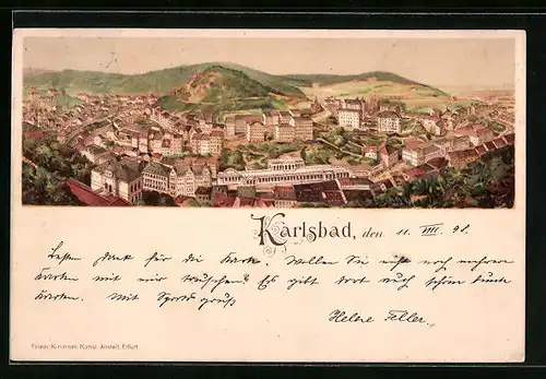 Lithographie Karlsbad, Teilansicht