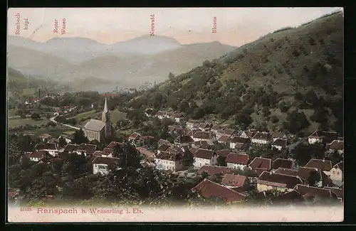 AK Ranspach i. Els., Gesamtansicht mit Gebirgswand