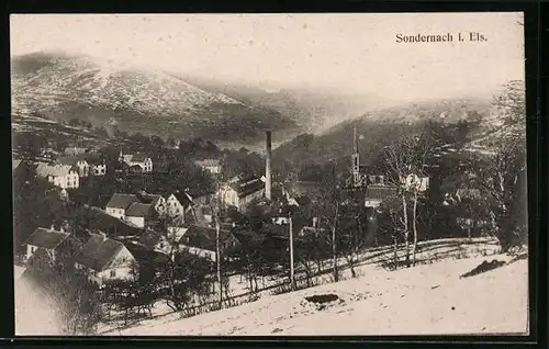 AK Sondernach i. Els., Panorama vom Berg gesehen