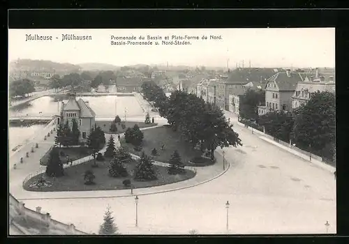 AK Mulhouse, Promenade du Bassin et Plate-Forme du Nord