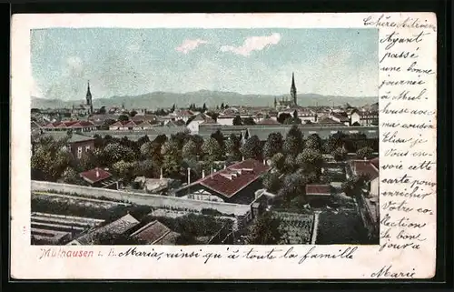 AK Mülhausen i. E., Panoramablick aus der Vogelschau