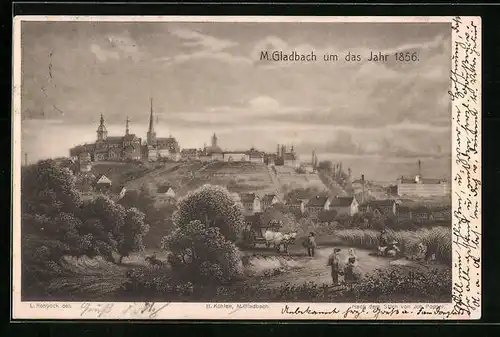 AK M. Gladbach, Totale aus dem Jahr 1856