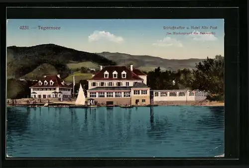 AK Tegernsee, Schlosscafsse und Hotel Alte Post