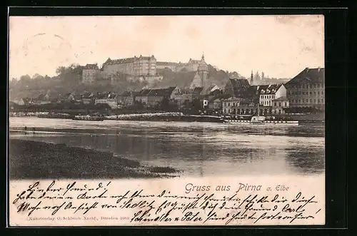 AK Pirna, Blick vom Elbeufer