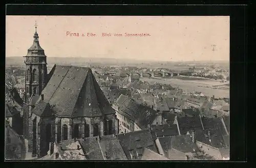 AK Pirna, Panoramablick vom Sonnenstein