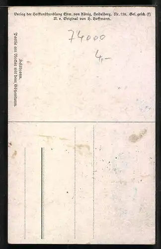 Künstler-AK Heilbronn a. N., Blick vom Neckar zum Götzenturm