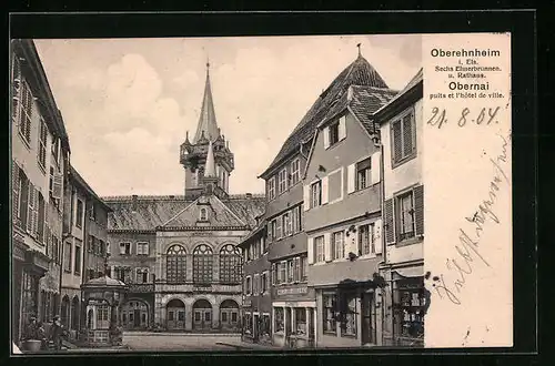 AK Oberehnheim i. Els, Sechs Eimerbrunnen u. Rathaus