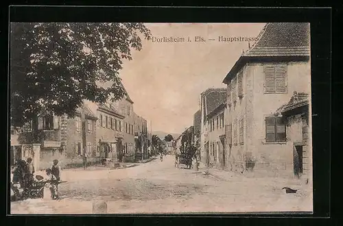 AK Dorlisheim i. Els., Hauptstrasse mit Passanten