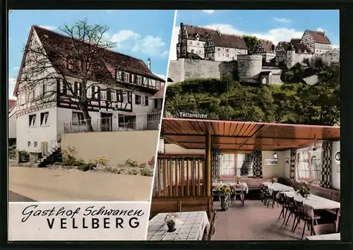 AK Vellberg, Gasthof Schwanen, Innenansicht, Teilansicht