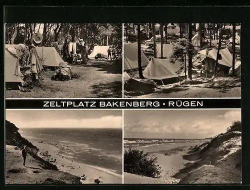 AK Bakenberg /Rügen, Zeltplatz, Strandpartien