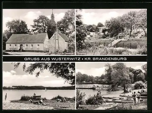AK Wusterwitz /Kr. Brandenburg, Rat der Gemeinde, Bungalows, Am Wusterwitzer See