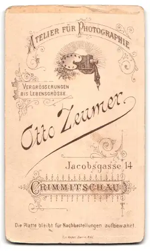 Fotografie O. Zeumer, Crimmitschau, Jacobsgasse 14, Portrait junge Dame mit Brosche